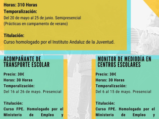 Vélez-Málaga ofrece cursos subvencionados de Monitores de Tiempo Libre, de comedor en centros escolares y transporte escolar